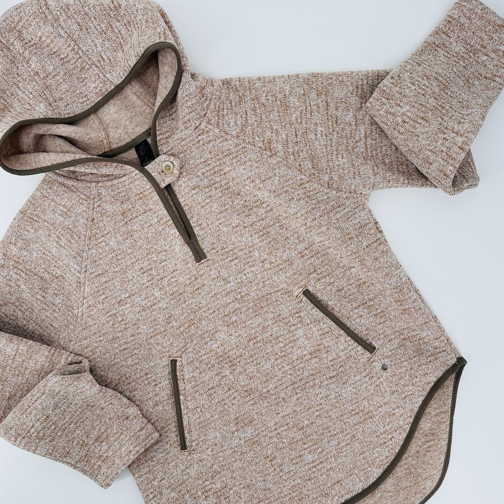 PRANA Tri Thermal Hooded Poncho Pullover Kangaroo Pocket Sweater Size Small - Picture 2 of 13
